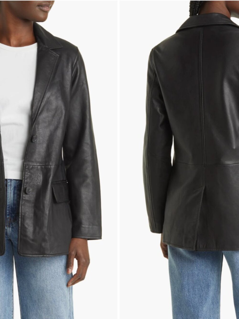 ALL SAINTS Corinna Leather Blazer in Black Size US8 - Picture 11 of 14